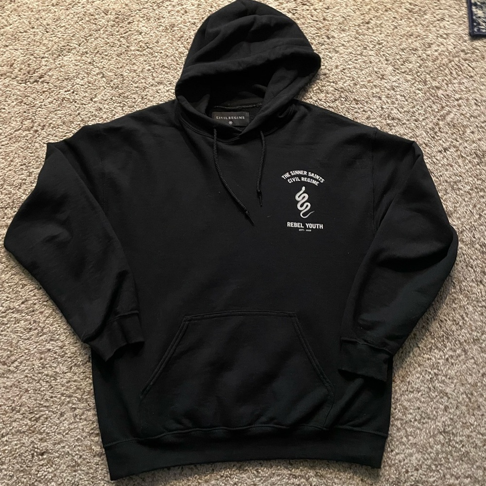Civil Regime Rebel Youth Black Graphic Pullover Hoodie